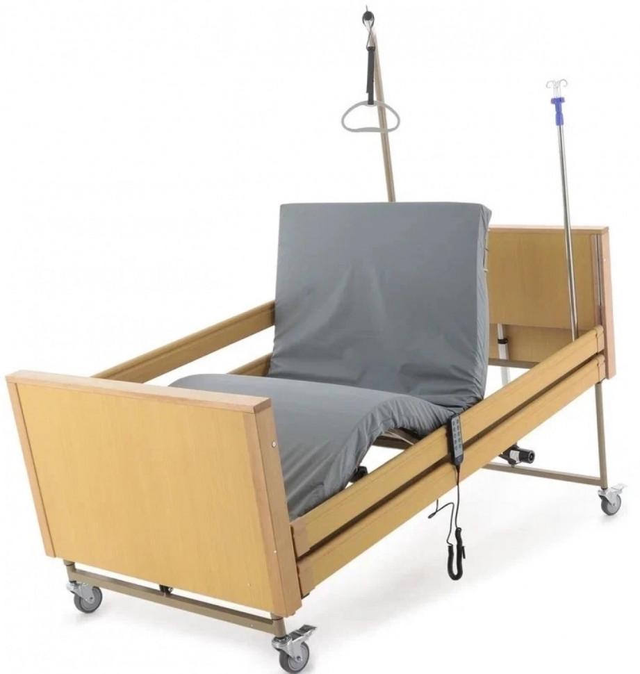 Кровать для лежачих больных электрическая MED-MOS YG-1 (ЛДСП св.дер., 2В, 4 секции, матрас , Т/АТ, ДЛ)